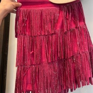 Fuchsia fringe sparkle skirt
